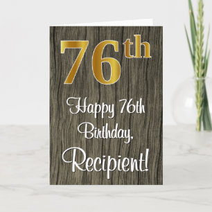 Carte 76e anniversaire : Elégant Faux Gold Look #, Faux 