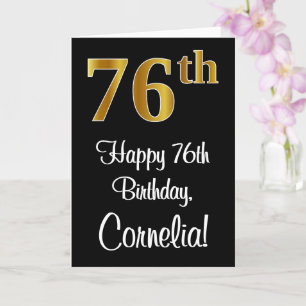Carte 76e anniversaire ~ Elégant Luxueux Faux Gold Look 