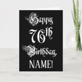 Carte 76e anniversaire : fantaisie, élégant script + Nom (Devant)