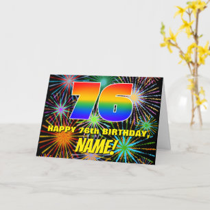Carte 76e anniversaire : Feu d'artifice festif amusant e