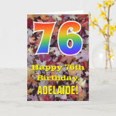 Carte 76e anniversaire; feuilles d'automne rustiques; ar (Fleur jaune)