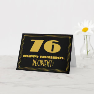 Carte 76e anniversaire : Nom + Art Déco Inspiré Look "76
