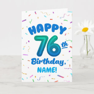Carte 76e anniversaire, numéro de ballon, nom personnali