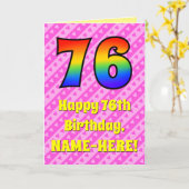 Carte 76e anniversaire : Pink Stripes & Hearts, Arc en c (Fleur jaune)