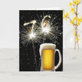 Carte 76e anniversaire Sparklers avec Beer Mug (Fleur jaune)