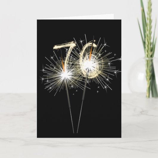 Carte 76e anniversaire Sparklers en noir (Devant)