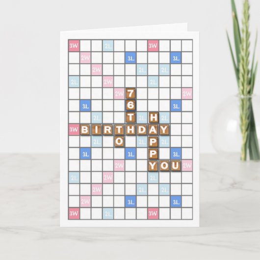 Carte 76e anniversaire, Word Game Board (Devant)