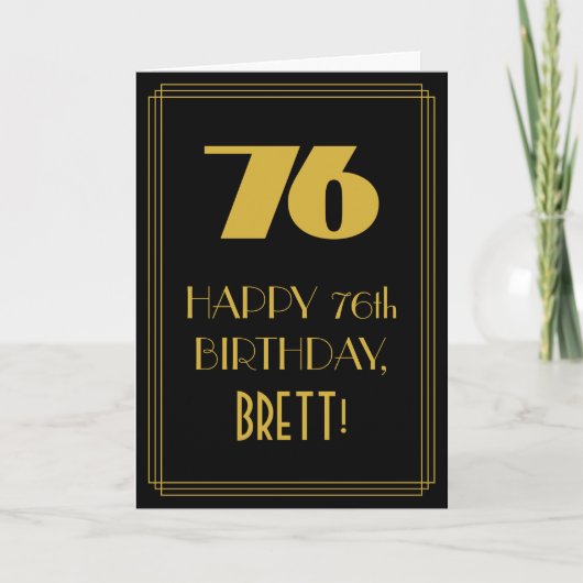 Carte 76e Birthday — Art Deco Inspecred Look 76 & Nom (Devant)