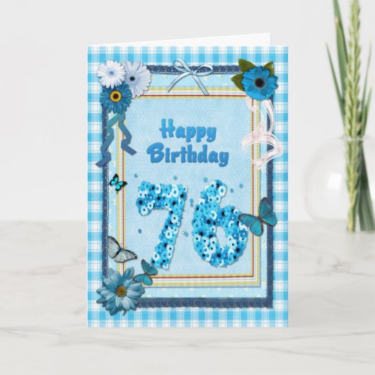 Carte 76e Birthday with a scrapbook effect (Devant)