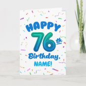 Carte 76th Birthday, Balloon Number, Customizable Name (Devant)