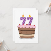 Carte 77 ans sur le gâteau d'anniversaire (Devant/Arrière en situation)