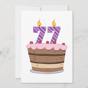 Carte 77 ans sur le gâteau d'anniversaire