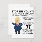 Carte 77 ans Trump heureux anniversaire présent drôle (Devant / Derrière)