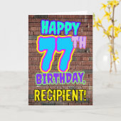 Carte 77e anniversaire - Amusant, Graffiti urbain inspir (Fleur jaune)