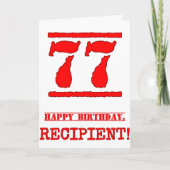 Carte 77e anniversaire : Amusant, Timbre en caoutchouc r (Devant)