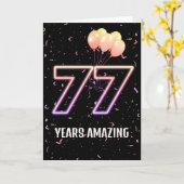 Carte 77e anniversaire Ballons et Confetti (Fleur jaune)