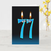 Carte 77e anniversaire bougies (Fleur jaune)