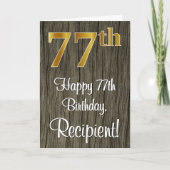 Carte 77e anniversaire : Elégant look d'or Faux #, Faux (Devant)