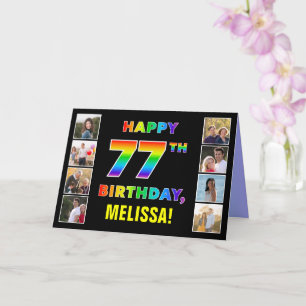 Carte 77e anniversaire : Rainbow Text, Custom Photos & N