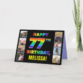 Carte 77e anniversaire : Rainbow Text, Custom Photos & N (Devant)