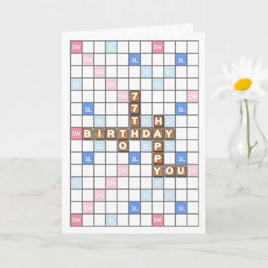 Carte 77e anniversaire, Word Game Board (Petite plante)