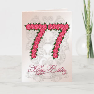 Carte 77ème anniversaire avec rose et feuille