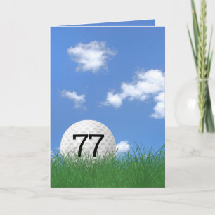 Carte 77ème anniversaire, balle de golf dans l'herbe