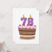 Carte 78 ans sur le gâteau d'anniversaire (Devant/Arrière en situation)