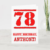 Carte 78e anniversaire : Amusant, Timbre en caoutchouc r (Devant)