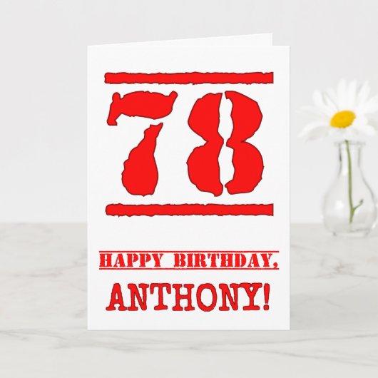 Carte 78e anniversaire : Amusant, Timbre en caoutchouc r (Petite plante)