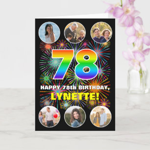 Carte 78e anniversaire : Arc en ciel amusant #, Nom pers