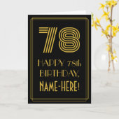 Carte 78e anniversaire : Art Déco Inspiré Look "78" & No (Fleur jaune)