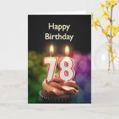 Carte 78e anniversaire avec bougies (Fleur jaune)