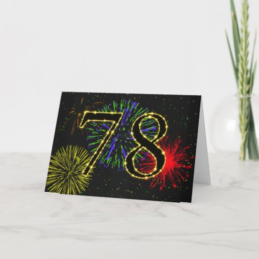 Carte 78e anniversaire avec feux d'artifice (Devant)