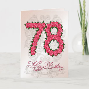 Carte 78e anniversaire avec rose et feuille
