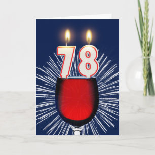 Carte 78e anniversaire avec vin et bougies