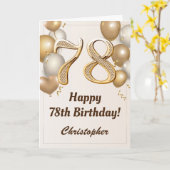 Carte 78e anniversaire Ballons d'or et Confetti Annivers (Fleur jaune)