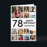 Carte 78e anniversaire Collage photo 13 photos noir blan<br><div class="desc">78e Joyeux Anniversaire Photo Collage 13 Photos Carte d'Anniversaire Noir et Blanc pour n'importe quel âge. 1er 13ème 15ème 16ème 18ème 20ème 21ème 30ème 40ème 50ème 60ème 70ème 80ème 90ème 100ème, tout âge. Pour plus de personnalisation, cliquez sur le bouton "Customiser" et utilisez notre outil de conception pour modifier ce...</div>
