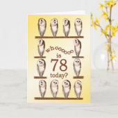 Carte 78e anniversaire, Curious owls card. (Fleur jaune)