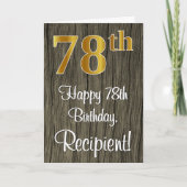 Carte 78e anniversaire : Elégant Faux Gold Look #, Faux (Devant)