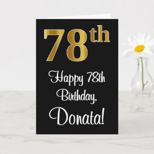 Carte 78e anniversaire ~ Elégant Luxueux Faux Gold Look 