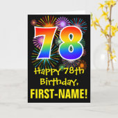 Carte 78e anniversaire : Fun Fireworks Motif + Rainbow 7 (Fleur jaune)