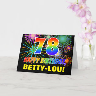 Carte 78e anniversaire : Gras, Amusants, Feu d'artifice,