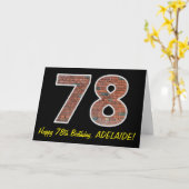 Carte 78e anniversaire - Motif de mur de briques "78" av (Fleur jaune)