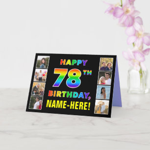 Carte 78e anniversaire : Rainbow Text, Custom Photos & N