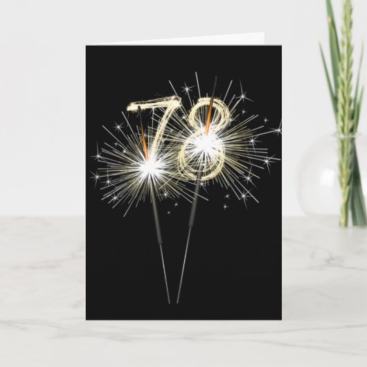 Carte 78e anniversaire Sparklers en noir (Devant)