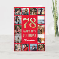 78e Joyeux Anniversaire Collage photo rouge et or