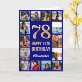 Carte 78e Joyeux Anniversaire Marine Bleu & Gold Photo C (Fleur jaune)
