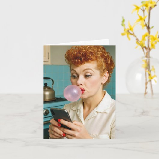 Carte 78th Birthday Lucille Ball Texting On a Cell Phone (Fleur jaune)