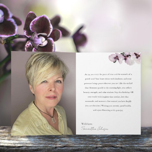 Carte 79 & Fabulous Orchid Photo Birthday Greeting Card